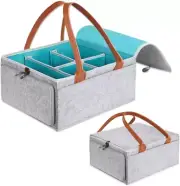 Baby Diaper Caddy Organizer with Lid,Large Diaper Caddy with 7 Pockets and 5 Com