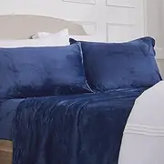 Ultra Soft Micro Fleece Sheets Set with Extra Deep Pockets | Extra Soft Velvet Fleece Sheet Set | Super Plush Polar Fleece | Velvet Plush Cozy Warmth | Tribeca Collection (Full, Navy)