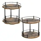Wood Turntable 2 Tier Rotating Spice Rack Organizer for Kitchen Countertop