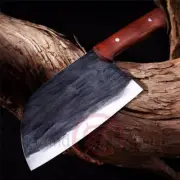 Cleaver Knife Kitchen Chef Slicing Meat Chop Bone Forged High Carbon Steel Wood