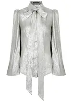The Vampire's Wife The Silencio Wool-blend Lamé Blouse - Silver - 10 (UK10 / S) 10 (UK10 / S)