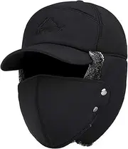 [Grahoe] Men Winter Trapper Hat Snow Hats Thermal Aviator Windproof Warm Thick Trooper Hats Hunting Skiing Cycling Ear Flaps Ski Hat Cold Weather Baseball Caps Earflap Bomber Hat Russian Hat