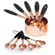 Joyhill Copper Measuring Cups and Spoons Set of 10 Piece, Stainless Steel Nes...