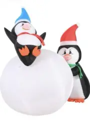 Penguins Playing With Snowball Christmas Inflatable Decoration