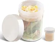2 PCS Plastic Salad Jars with Lids, Reusable Snack Containers for Yogurt, Overnight Oats, Chia Pudding Leak Proof, Two Small Built-in Boxes with Wet/Dry Separation for Meal Prep, Salad & On-the-Go