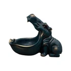 Hippo Statue, Animal Sculpture, Resin, Jewelry Stand, Animal Candy Jar, Hippo