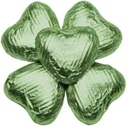 CLUB GREEN Foiled Chocolate Hearts, Lime, 3.5 cm, Pack of 200