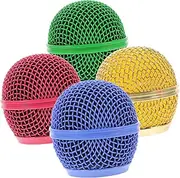 EXQUIMEUBLE 4pcs Microphone Grill Heads Mic Mesh Cover Replacement Windscreen for Enhanced Sound Compatible with Wired Wireless Microphones