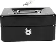 KALLORY 1 Set Locking Cash Box with Tray and Lock Small Desktop Storage Box for Jewelry and and Office Use Metal Container for Valuables