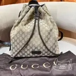 GUCCI 老花LOGO抽繩包 449175 雙肩包 男女同款後背包 古馳帆布水桶包