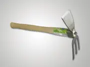 Garden hoe and rake