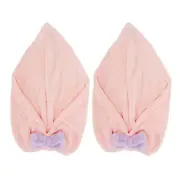 2pcs Hair Drying Towels Triangular Hair Towel Wrap for Women for Hair Pink