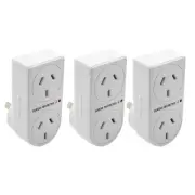 3x The Brute Power Co Surge Protector Double Plug Adaptor for Indoor Home Socket