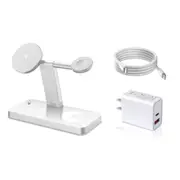 4 in 1 Magnetic Fast Wireless Charging Station For iPhone iWatch White - 15W