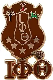 [Greek Underdog] Iota Phi Theta 3D Crest Lapel Pin with Letters, Average, Brass, no gemstone