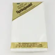 Vtg Springmaid Marvelaire Pillowcases Set of 2 Standard Size White Muslin New