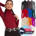 Womens Long Sleeves Ribbed Turtle Polo Neck Top Ladies Winter Shirt UK 8-26