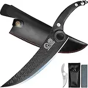 XYJ Authentic since 1986, FULL TANG 10" Boning Knife with Sheath, Stainless Steel Meat Cleaver for Meat Cutting, Vegetable Kitchen Knife for Outdoor Camping