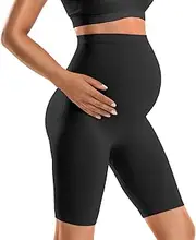 [ASDIIT] Seamless Maternity Under Dress Shorts, High Waisted Pregnancy Support Shorts, Elastic Shapewear Short Over the Belly