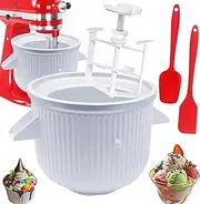 Ice Cream Maker Attachment for KitchenAid 4.5-5Qt Stand Mixer,2 Quart Frozen Yogurt Ice Cream & Sorbet Gelato Maker Bowl Compatible with 4.5 Qt and 5-6Qt Bowl-Lift,Not for Artisan Mini 3.5Qt Mixer