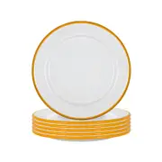 Argon Tableware White Enamel Side Plates - Steel Outdoor Camping Dinnerware Tableware - 20cm - Pack of 6