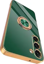[ELEPIK] 6D-Stand Series for Samsung Galaxy S21 fe Case with Ring Holder Kickstand, [Military Grade Drop Protection] Slim Phone Case, Green