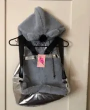 Luv Betsey Johnson Grey Plush Hooded Backpack Koala Bear Hoodie New Bookbag Soft