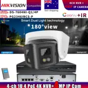 Hikvision Compatible 180°view 4MP Color Ip Camera+DS-7604NI-Q1/4P Systems Lot AU