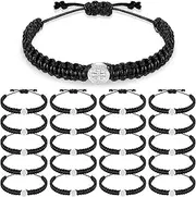 [Landical] 20 Pcs Catholic Bracelet Saint Benedict Medal Bracelet Adjustable Cord String Bracelet Religious Gifts for Men Women