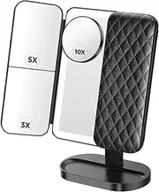 Glisera Smart Mirror, Glisera Smart Mirror Vanity, Glisera Smart Makeup Mirror Travel, Glisera Smart Makeup Mirror, Makeup Mirror with Lights and Magnification (Black)