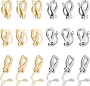 UNICRAFTALE 20Pcs 2 Colors Stainless Steel Clip-on Earring Findings Non-Pierced Ear Clips with Open Loop Clip-on Earring Converter Components for Earrings Jewelry Making 12mm