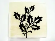 Holly Sprig Stamp - New Winter Holiday Wood Mounted Rubber Stamps