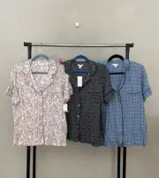 Lot of 3 Charter Club Sz XL Short Sleeves Notch Collar Knit Pajama Top Bundle