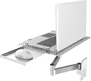 Laptop Wall Mount, Monitor and Laptop Holder, Adjustable Laptop Holder with Vented Cooling Platform, Mouse Tray,Weight Capacity 8KG,Full Motion Articulating Notebook Tray, for Office, Workstation