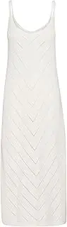[KAFFE] Women's Midi Sleeveless Slim Fit Knitted Hole Pattern Scoop Neck Dress