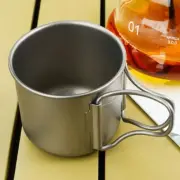 Titanium 200ml Cup with Folding Handles - CUP- 200 - Outdoor Camping Mug