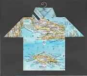 Origami Map Shirt Jamaica, Cuba, Kingston, Montego Bay, Santiago de Cuba, Bayamo