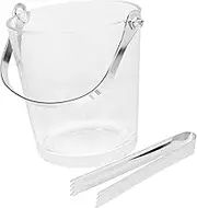 1Set Elegant Glass Ice Bucket with Stainless Steel Tong for Parties Beer Wine and Snacks Storage Holder for Home Bar Ktv and Events