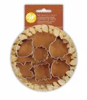 Wilton Mini Pie Cutter Set 6 Lemon, Pumpkin, Round, Flower, Leaf, Square, Apple