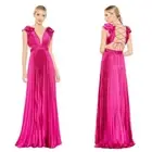 Mac Duggal Ieena Pleated Ruffled Cap Sleeve Cut Out Lace Up Gown dress #26729