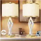 Sculptural Table Lamp Set of 2 for Bedroom 26” White Modern Bedside Lamps for...