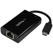 Star Tech 5G USB C to RJ45 Ethernet Adapter w/ 60W Power Delivery f/ Laptops BLK