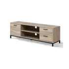 Tv Cabinet Entertainment Unit Industrial Wooden Metal Frame 132 Cm Oak