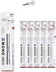 Tombow MONO Zero Eraser 2.3mm Round Tip Pen-Style Eraser & 5 packs (10 pieces) of Refills Value Set