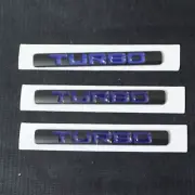 3x Small Black TURBO Blue Matte Metal Badge Emblem Decal Sticker Engine 3D Coupe (for: Renault)