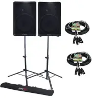 2x QSC CP12 12-inch 1000 Watts Compact Active PA / DJ Powered Speaker + Stands..