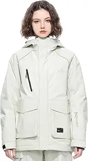 [HIGH EXPERIENCE] Ski Jacket Snowboard Coat Snow Winter Waterproof Insulated Windproof Baggy Warm Hooded Jacket for Men Women, White, Large, White, Large