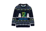 Minecraft Childrens/Kids Creeper Wool Christmas Jumper (Navy) (13-14 Years)