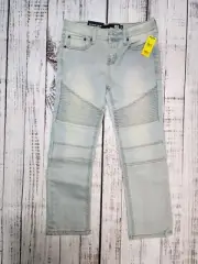 RSQ Jeans London Light Wash Blue Skinny Slim Distressed Pants Boys Size 8 New