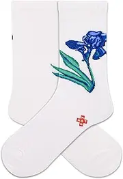 [Hot Sox] HOTSOX Women's Irises Crew 1 Pair Pack, White, Women's Shoe Size: 4-10, White, 4-10